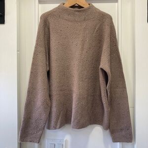 Ann Taylor Taupe Marled Cable Mock Neck Sweater Size Medium
